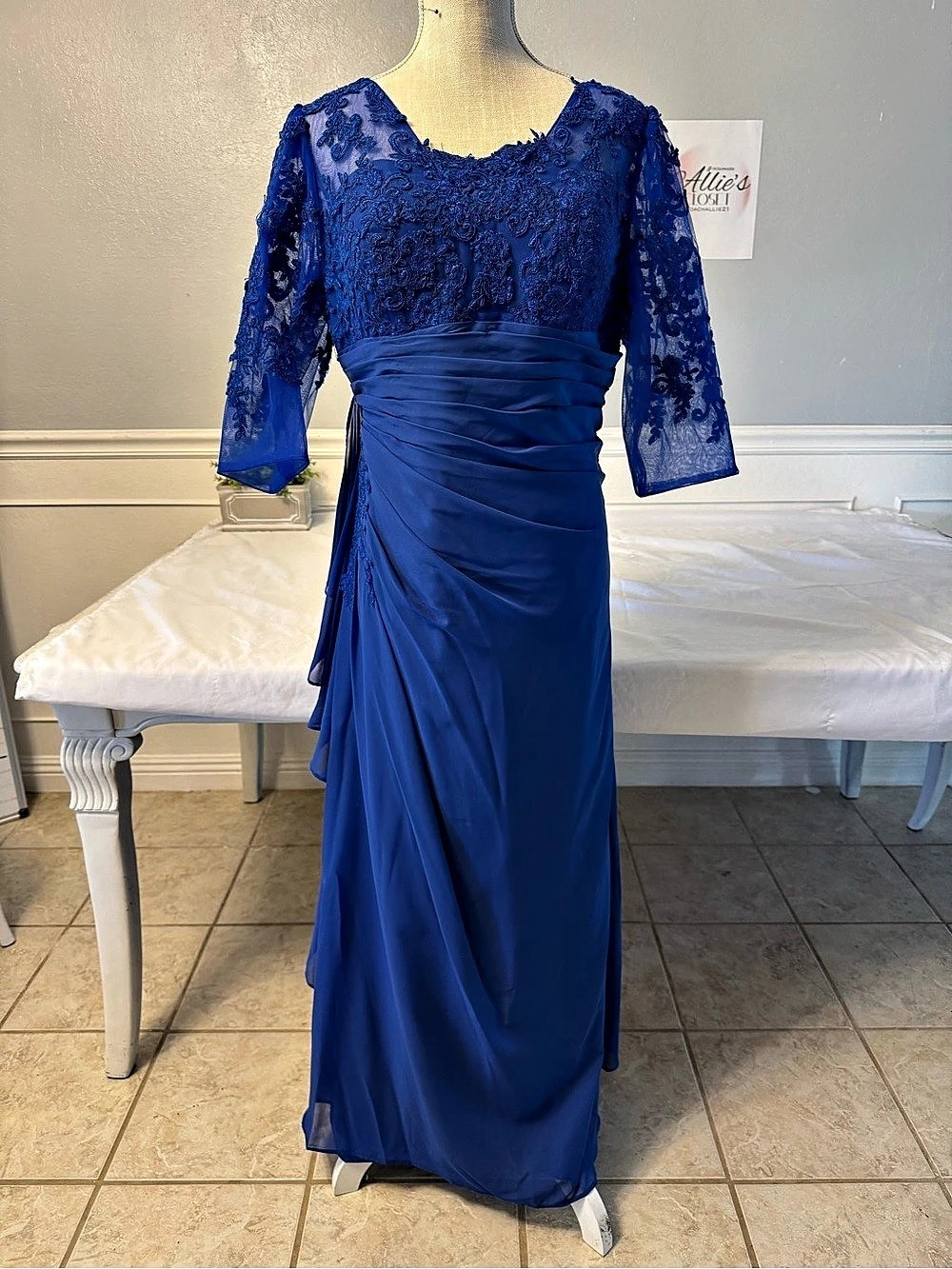 Blue Lace Zip Up Dress - Like New 10/12